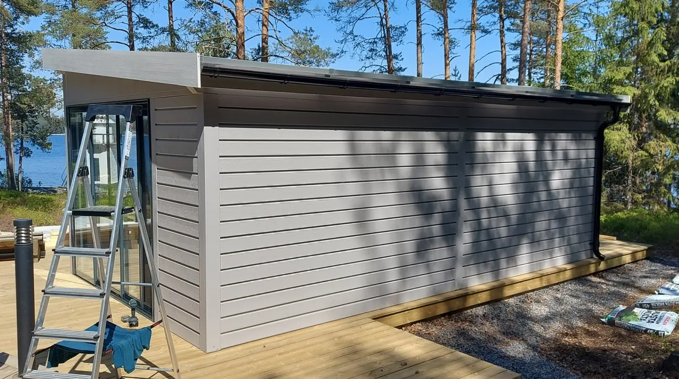 Lasikatolla varustetun lasiterassin rakentaminen – Älgsjölandet, Inkoon saaristo, kuva 1/4